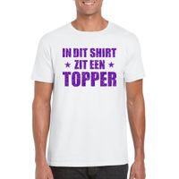 In dit shirt zit een Topper in paarse glitters t-shirt heren wit - thumbnail