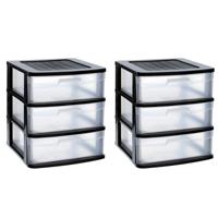 Ladeblok/bureau organizer - 2x lades - zwart/transparant - L40 x B39 x H49.5 cm - kunststof
