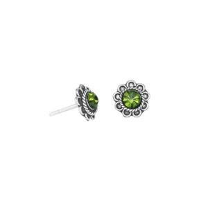 Zilveren Oorstekers Flor Groen Zirkonia - 925 Sterling