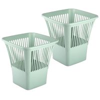 Afvalbak/vuilnisbak/kantoor prullenbak - 2x stuks - plastic - mintgroen - 30 cm