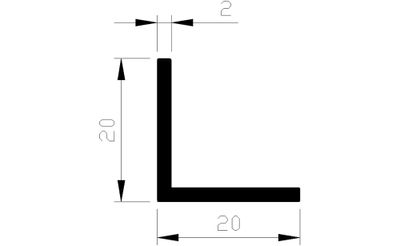 Hoekprofiel alu geanodiseerd 20x20x2mm