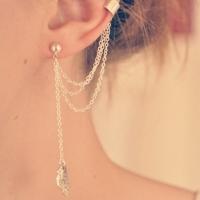 Vrouwen Fashion Vintage charme blad kwastjes Earrings(Gold-color)