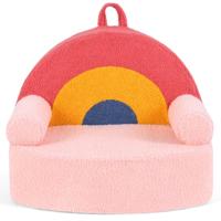 Kinderbank Ergonomische Kinderstoel met Schuim met Hoge Dichtheid en Teddypluche Kinderbank met Wasbare Hoes en Antislip Onderkant