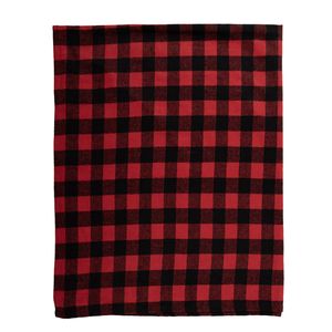 Clayre & Eef Plaid 130x170 cm Rood Zwart Polyester Ruiten Deken Rood Deken