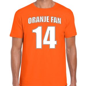 Oranje fan nummer 14 oranje t-shirt Holland / Nederland supporter EK/ WK voor heren