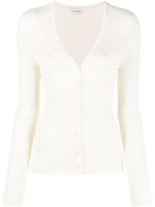 Lanvin cardigan nervuré à col v - Blanc