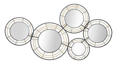IJZEREN WANDPANEEL MET SPIEGELS OPORTO CM 111X9,5X59