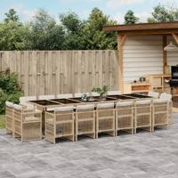 17-delige Tuinset met kussens poly rattan beige