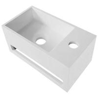 Toiletfontein - Leoni - Solid Surface - Handdoekhouder en Kraangat Rechts - Wit 35.8x20.5x15.7 cm