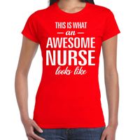 Awesome nurse / verpleegster cadeau t-shirt rood dames - thumbnail