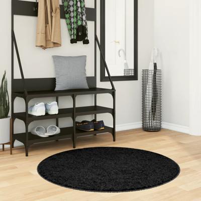 VidaXL Vloerkleed pamplona shaggy hoogpolig modern ø 100 cm zwart