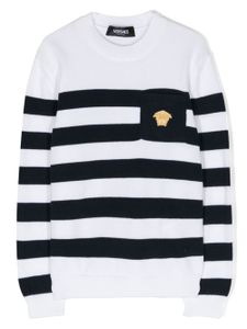 Versace Kids pull en coton à rayures - Noir