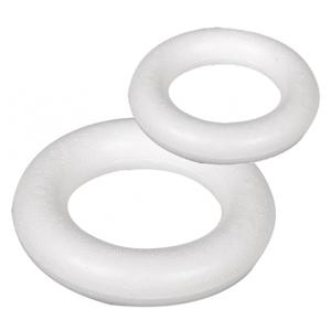 Piepschuim ringen/kransen - 2x st - wit - 15 en 22 cm - styropor - hobby figuren - DIY