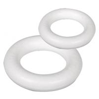 Piepschuim ringen/kransen - 2x st - wit - 15 en 22 cm - styropor - hobby figuren - DIY