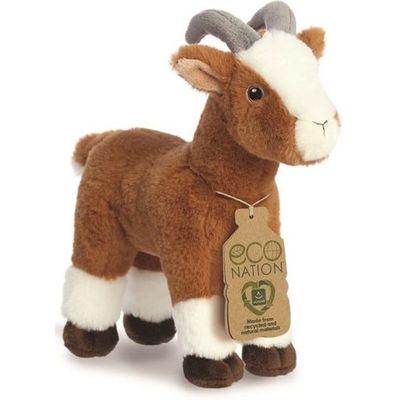 Aurora Eco Nation Pluche knuffeldier geit - bruin/wit - 27 cm - Boerderijdieren thema