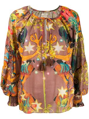 Chufy blouse oversize à imprimé abstrait - Marron
