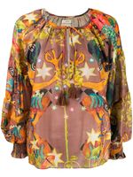 Chufy blouse oversize à imprimé abstrait - Marron