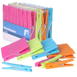 Wasknijpers - 96x stuks - gekleurde knijpers / wasspelden - Kunstof