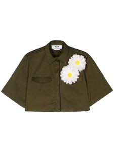 MSGM chemise crop à applique fleur - Vert