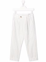 Brunello Cucinelli Kids pantalon fuselé à rayures - Blanc - thumbnail