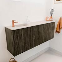 Toiletmeubel Mondiaz Joya Dlux | 111.6 cm | Meubelkleur Shadow | Faye wastafel Meli Wasbak Links | 1 kraangat