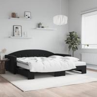 Slaapbank onderschuifbed en matrassen 100x200 cm fluweel zwart