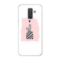 Zwart-wit cactus: Samsung Galaxy A6 Plus (2018) Transparant Hoesje