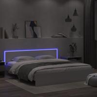 Bedframe met hoofdeinde en LED-verlichting wit 200x200 cm