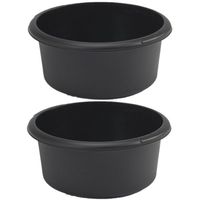 Set van 2x afwasteil/afwasbak - 8 liter - zwart - 38 x 38 x 13 cm - Afwasbak - thumbnail