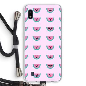 Smiley watermeloenprint: Samsung Galaxy A10 Transparant Hoesje met koord