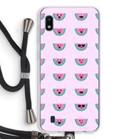 Smiley watermeloenprint: Samsung Galaxy A10 Transparant Hoesje met koord Smiley watermeloenprint: Samsung Galaxy A10 Transparant Hoesje met koord