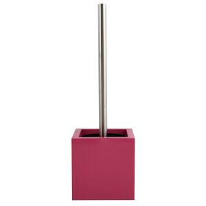 Toiletborstel in MDF houten houder/rvs wc-borstel - fuchsia roze - 37 x 11 cm