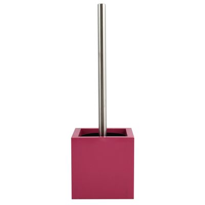 Toiletborstel in MDF houten houder/rvs wc-borstel - fuchsia roze - 37 x 11 cm