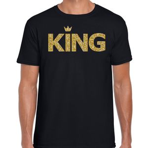 Koningsdag King t-shirt zwart met gouden en kroon heren