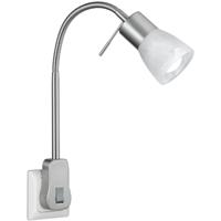 Stekkerlamp met Schakelaar - E14 Fitting - Energiezuinig 6W - Warm Wit 3000K - Mat Nikkel - Aluminium