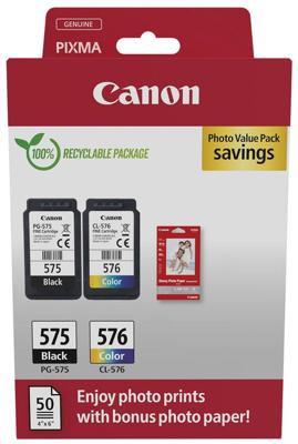 Canon photo value pack 1 x PG-575 + 1 x CL-576, 100 pagina&apos;s, OEM 5438C004, 4 kleuren