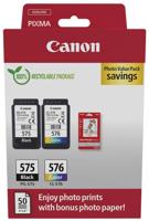 Canon photo value pack 1 x PG-575 + 1 x CL-576, 100 pagina&apos;s, OEM 5438C004, 4 kleuren
