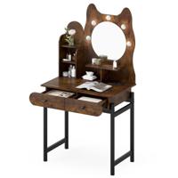 Een Compacte Kaptafel Met Spiegel En Stopcontacten Voorzien Van Sfeervolle Verlichting