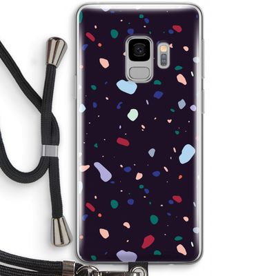 Dark Rounded Terrazzo: Samsung Galaxy S9 Transparant Hoesje met koord