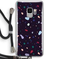 Dark Rounded Terrazzo: Samsung Galaxy S9 Transparant Hoesje met koord