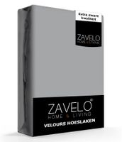 Zavelo Hoeslaken Velours Grijs - Fluweel Zacht - 30 cm Hoekhoogte - Rondom Elastiek - Velvet -2-persoons (140/150x200/220 cm) - thumbnail