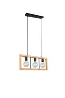 Trio Hanglamp Agra 3-lichts hout met zwart 313800332