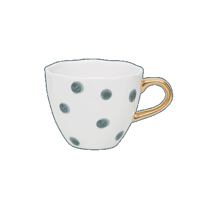 Good Morning kopje Koffie Ø8 cm - Blauw Groen Wit (set van 4)