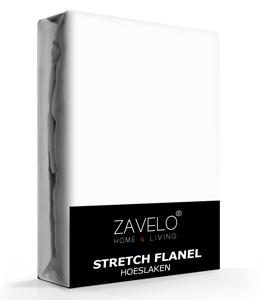 Zavelo Stretch Flanel Hoeslaken Wit-Lits-jumeaux (180x200 cm)