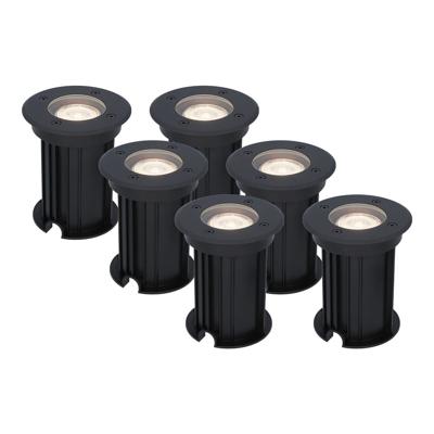 Set van 6 Maisy LED Grondspots Rond - Dimbaar - GU10 - 4000K neutraal wit - 5 Watt 400 lumen - Rond - Ø12cm - Tuinspot - Oprit - Zwart - IP67 waterdicht