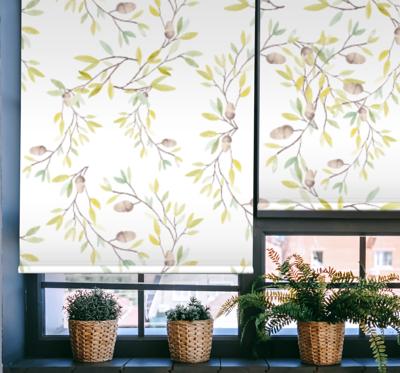 Aquarel groene bladeren patroon rolgordijn woonkamer