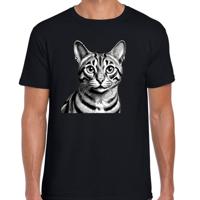 Cadeau/verkleed T-shirt heren - zwart - Bengaal kat/poes - kattenliefhebber