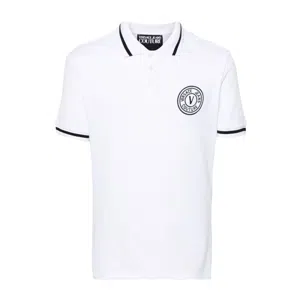 Versace Jeans Couture V-Emblem Polo Heren Wit - Maat S - Kleur: Wit | Soccerfanshop