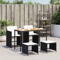 5-delige Tuinset met kussens poly rattan zwart 5-delige Tuinset met kussens poly rattan zwart