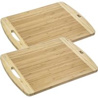 2x Stuks snijplank met handvat 40 x 30 cm van bamboe hout